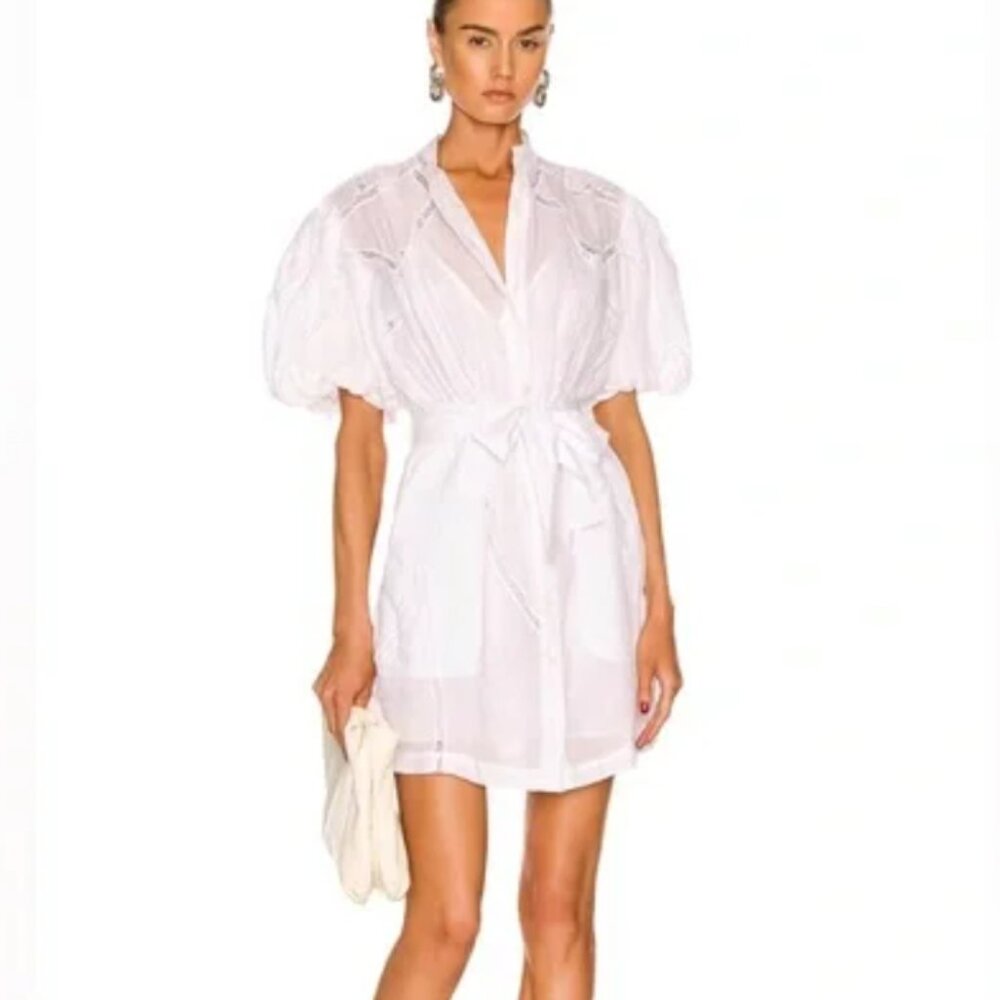 FRAME Inset Sleeve Puff Dress